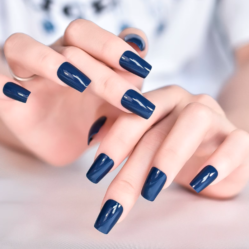 Dark Blue Press On Nails