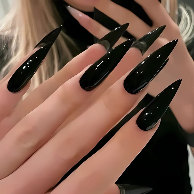 Black Stiletto Nails Press On