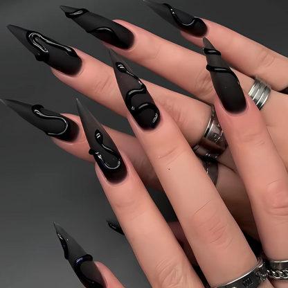 Black Stiletto Press On Nails