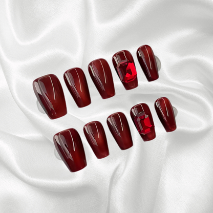 Burgundy press on nails