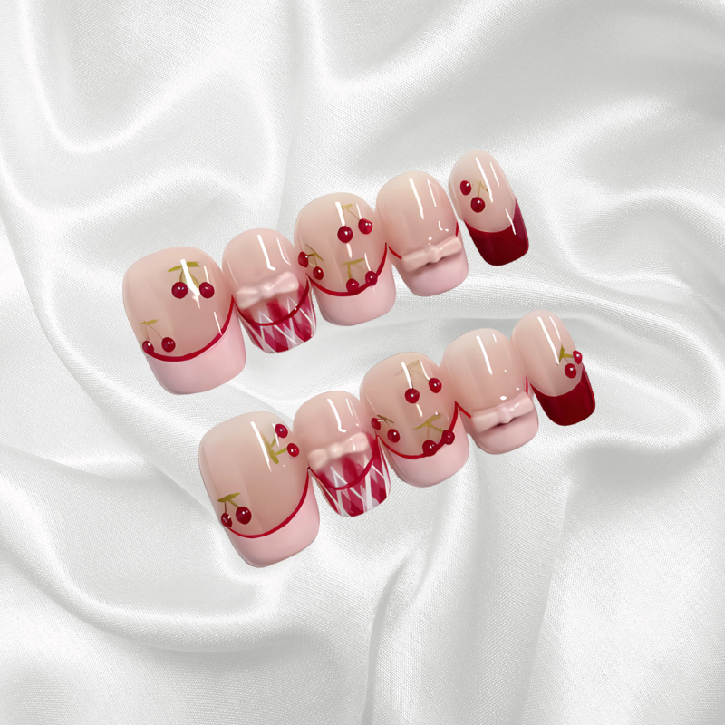 cherry press on nails