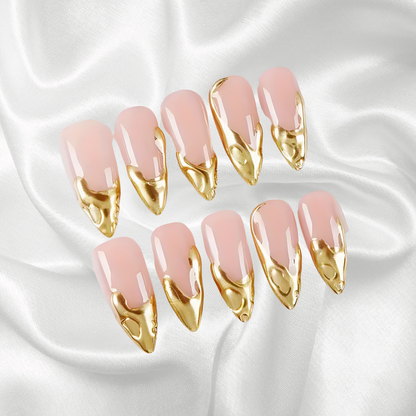 gold press on nails