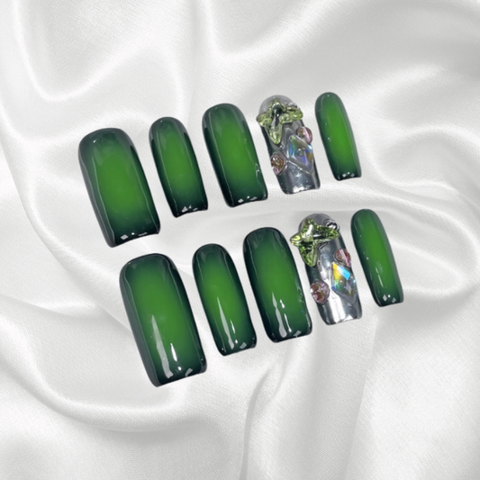 Green Nail Press Ons