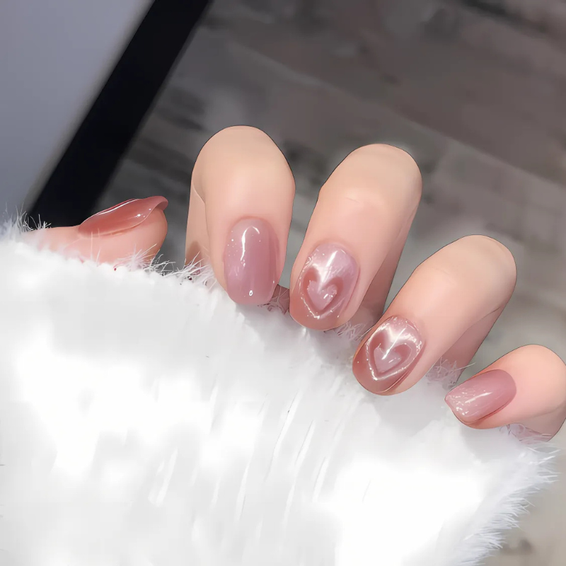 Heart press on nails