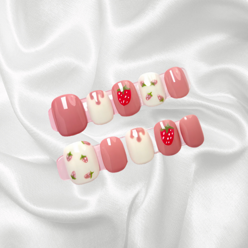 Strawberry press on nails